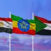 Flags of Egypt, Sudan and Ethiopia