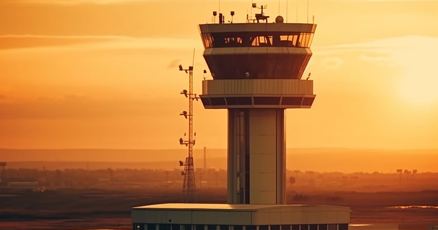 tower against sunset