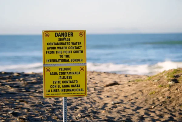 Contaminated water sign, San Diego, Ca, USA