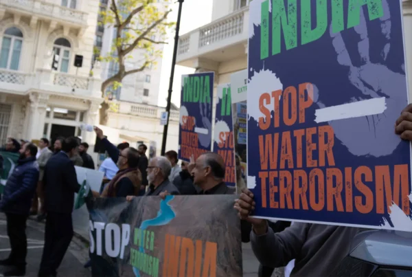 Indians protest outside the Pakistan embassy