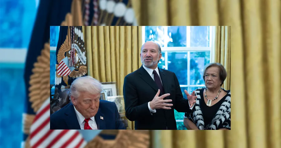 Secretary of Commerce Howard Lutnick speaks while President Donald Trump meets fishermen and women from American Samoa
