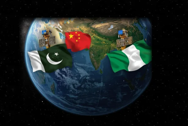 Globe with flags: China, Pakistan, Nigeria
