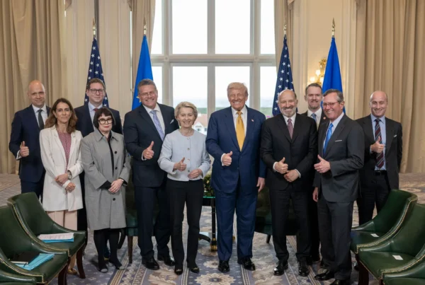 President Trump participates in a bilateral meeting with the President of the European Commission von der Leyen
