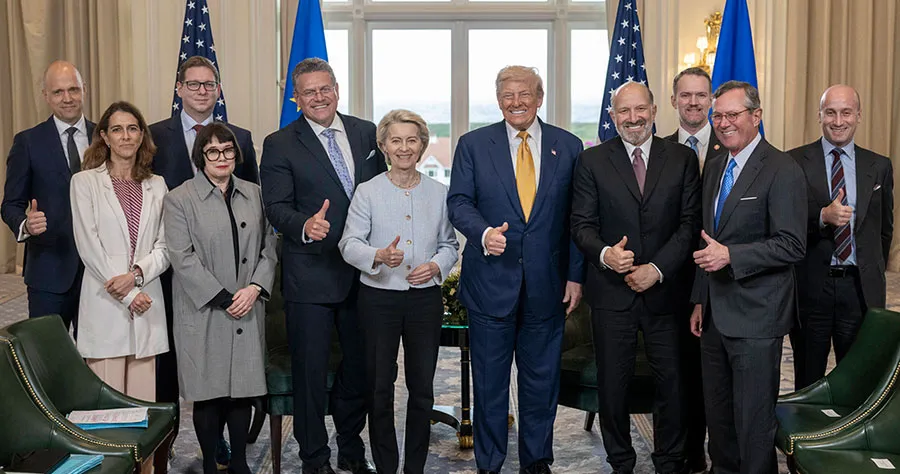 President Trump participates in a bilateral meeting with the President of the European Commission von der Leyen