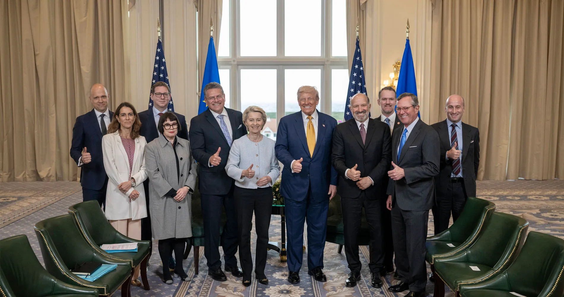 President Trump participates in a bilateral meeting with the President of the European Commission von der Leyen