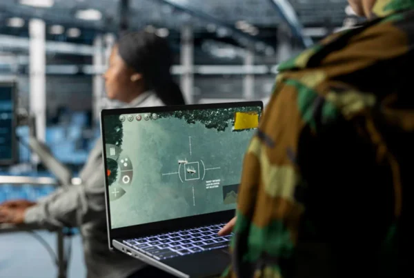 Team of military experts in data center
