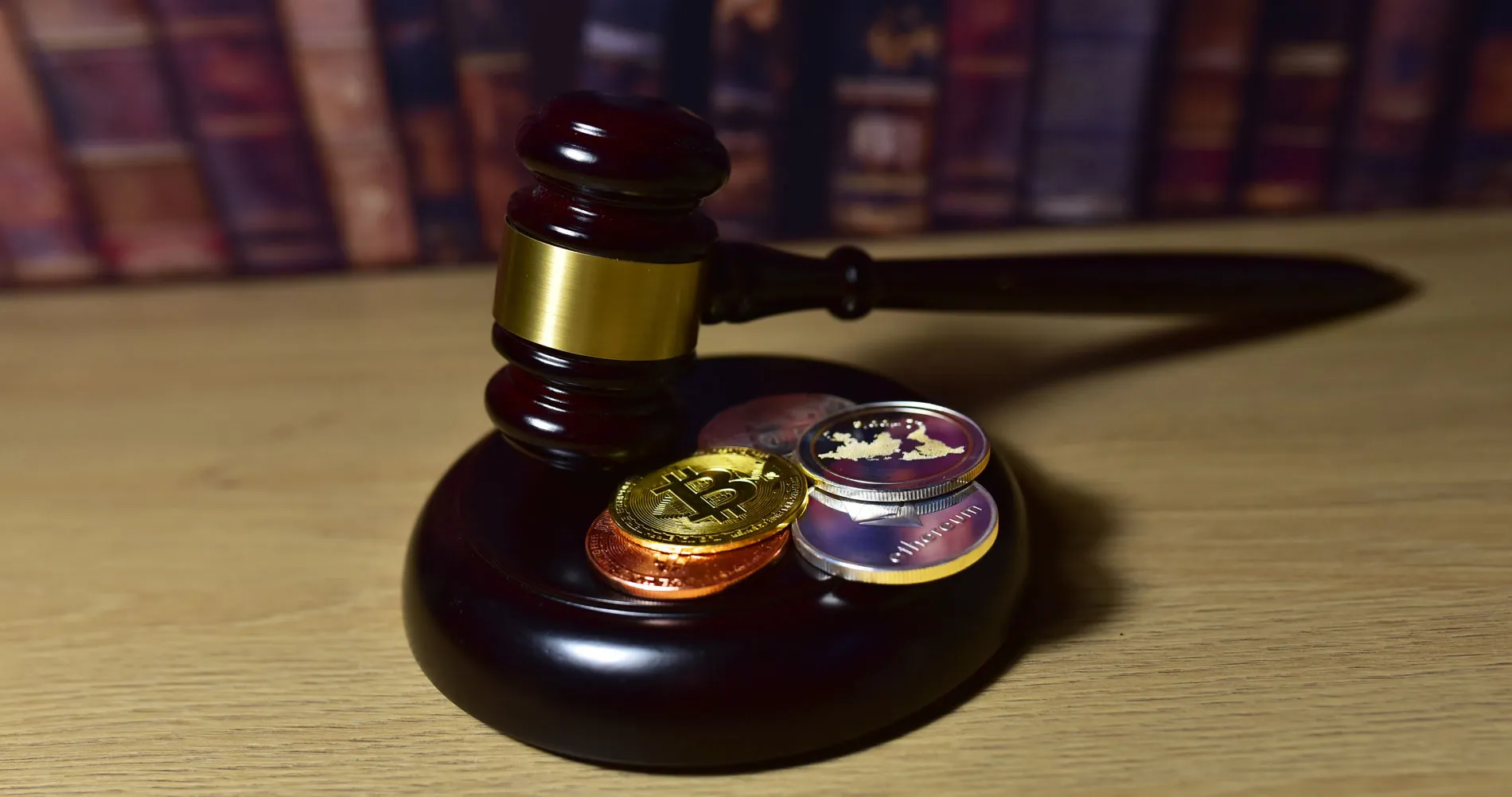 US CLARITY Act - Judge hammer and BTC gold crypto coin
