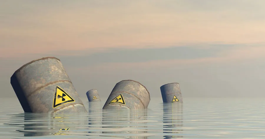 Radioactive barrels floating