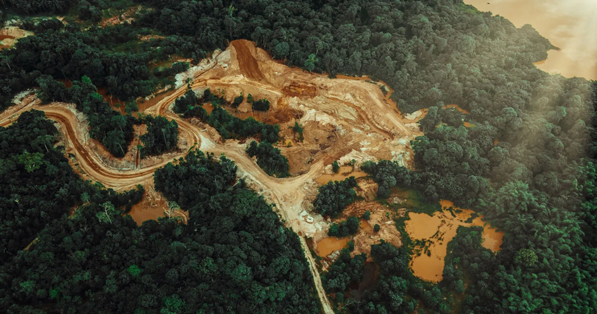 Aerial view of the Amazon rainforests deforestation