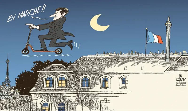Cartoon Macron Sleepwalker