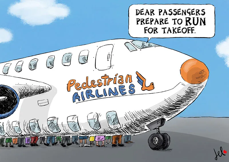 Cartoon Pedestrian Airlines
