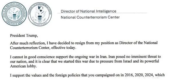 Resignation Joe Kent on X